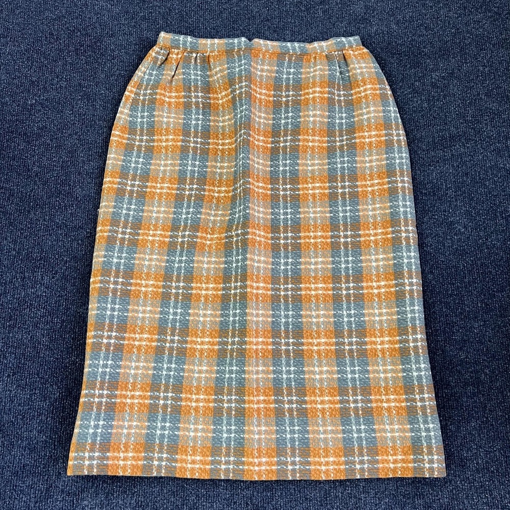 Vintage Jantzen Skirt Womens‎ 16 Plaid Tweed Pencil Midi Lined Made USA Career
